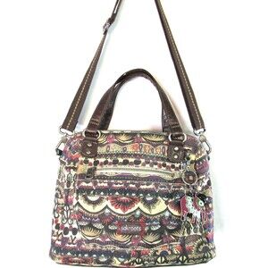 Sakroots Satchel Crossbody Bag Womens Multicolor Artist Circle Elephant Charm